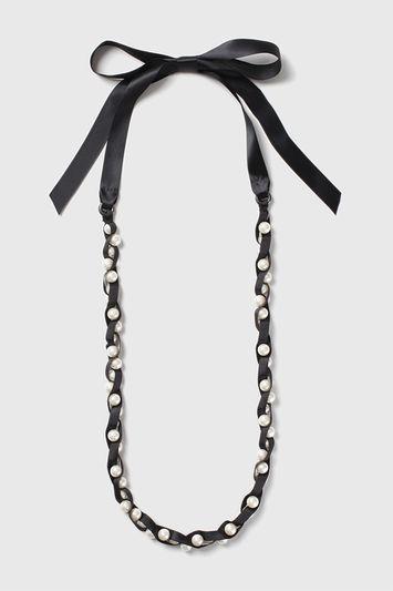 Topshop Tie Up Pearl Long Necklace