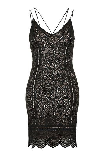 Topshop Strappy Plunge Lace Dress