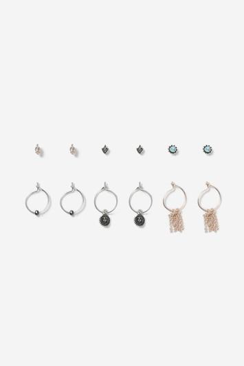 Topshop Fine Hoop And Stud Earrings