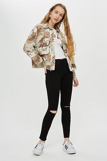 Topshop Black Ripped Leigh Jeans
