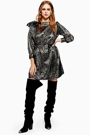 Topshop Metallic Thread Jacquard Mini Dress