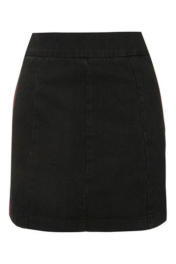 Topshop Moto A-line Glitter Stripe Skirt