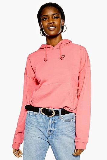 Topshop Tall Heart Outline Hoodie