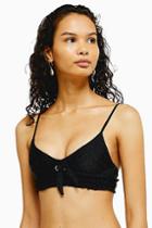 Topshop Black Broderie Cami Bikini Top