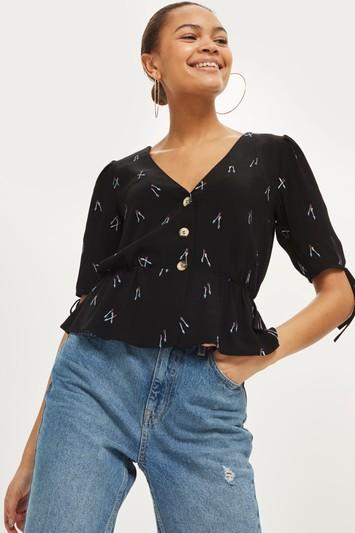 Topshop Arrow Embroidered Blouse