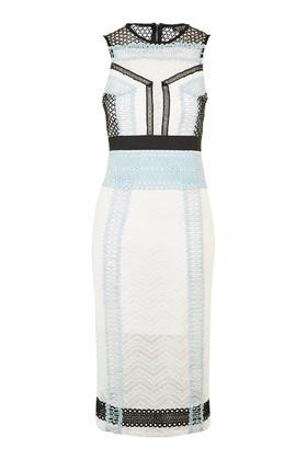 Topshop Colour Block Lace Midi Dress