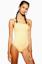 Topshop Ribbed Ring One Shoulder Swimsuit