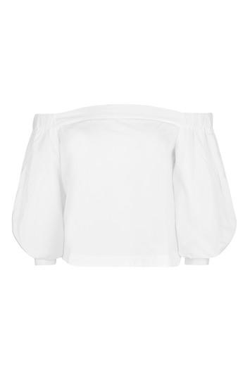Topshop Puff Sleeve Bardot Top
