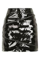 Topshop Vinyl Sequin Zip Mini Skirt