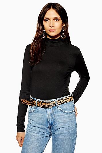 Topshop *high Neck Long Sleeve T-shirt By Selected Femme