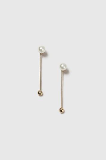 Topshop Stick Pearl Front And Back Earrings
