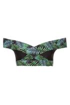 Topshop *fuller Bust Palm Bardot Swim Top By Wolf & Whistle