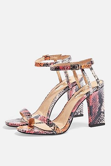 Topshop *wide Fit Rolo Pink Snakeskin Strap Sandals