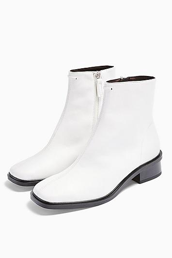 Topshop Valley Vegan White Flat Boots