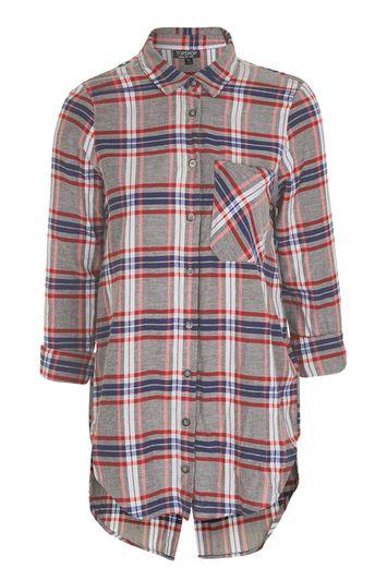 Topshop Grey Tartan Winnie Shirt