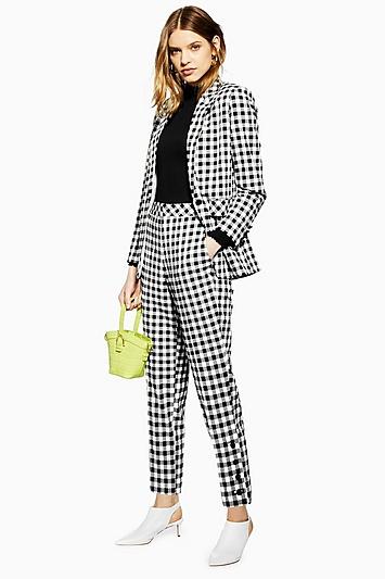 Topshop Tall Gingham Tapered Trousers