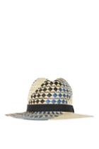 Topshop Patterned Straw Fedora Hat