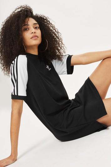 Topshop 3 Striped T-shirt Dress By Adidas Originals