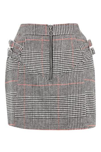 Topshop Buckle Side Checked Mini Skirt