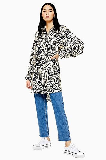 Topshop *zebra Print Silk Shirt By Boutique