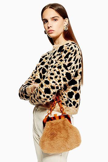 Topshop Leopard Cropped Jumper