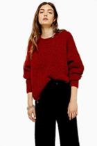 Topshop Rust Knitted Waffle Jumper