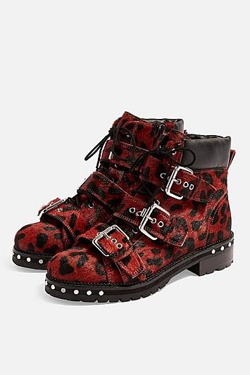 Topshop Animal Leopard Print Hiker Boots