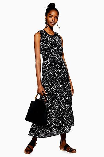 Topshop Leaf Open Back Midi Dress