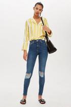 Topshop Tall Rich Blue Ripped Jamie Jeans