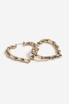 Topshop *gold Bamboo Heart Hoop Earrings