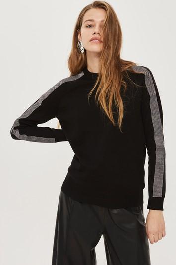 Topshop Diamante Sleeve Sweater
