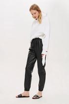 Topshop *leather Drawcord Joggers By Boutique