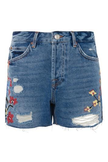 Topshop Moto Painted Boyfriend Shorts