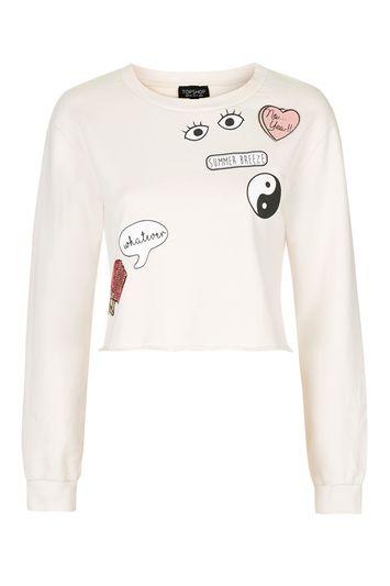 Topshop Badged Washed Sweatshirt