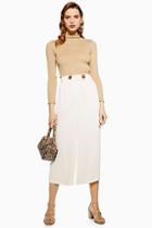 Topshop Ivory Cropped Wide Leg Trousers