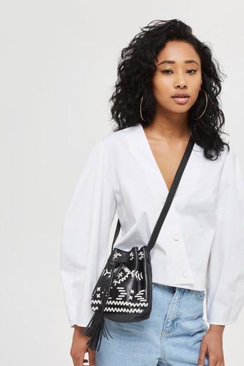 Topshop Rodeo Leather Bucket Bag