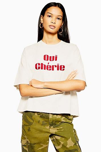 Topshop 'oui Cherie' Slogan T-shirt