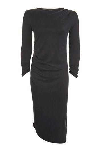 Topshop Long Sleeve Drape Midi Dress
