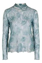 Topshop Lace Highneck Long Sleeve Top