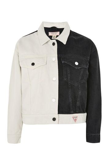 Topshop Colour Block Denim Jacket By Guess Originals