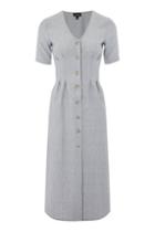 Topshop Linen Button Midi Shirt Dress