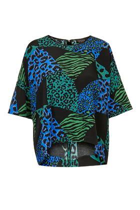 Topshop Animal Print Cold Shoulder Top