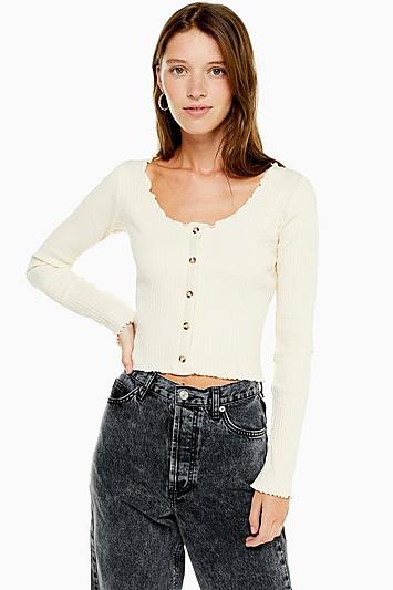 Topshop Lettuce Button Cardigan