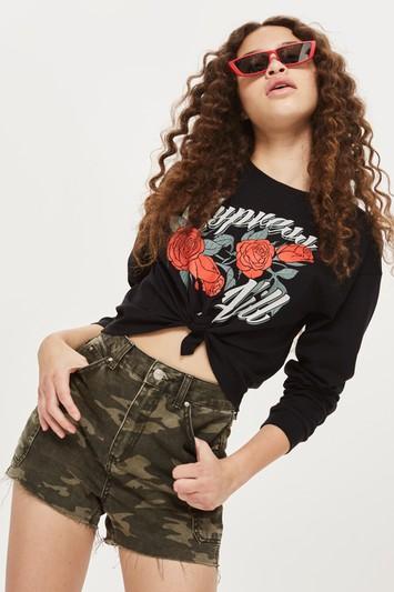 Topshop Moto Camouflage Pocket Mom Shorts
