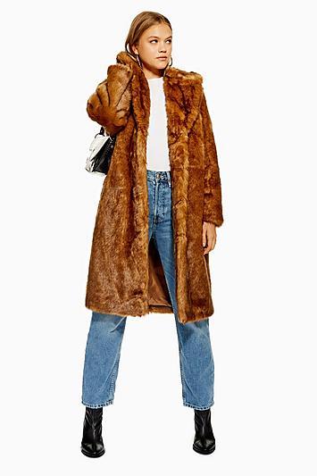Topshop Long Vintage Faux Fur Coat