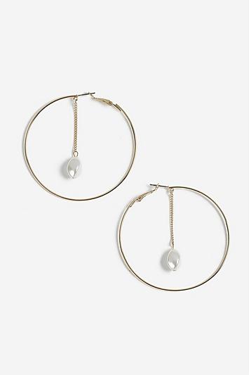 Topshop Pearl Chain Hoop Earrings