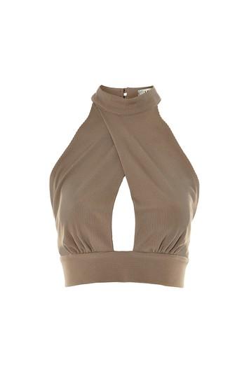 Topshop *ribbed Crossover Top By Love