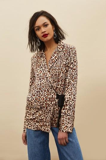 Topshop Petite Animal Print Wrap Pyjama Shirt
