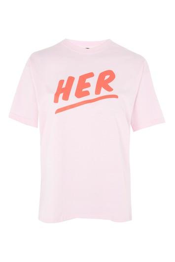 Topshop Petite 'her' Slogan T-shirt