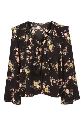 Topshop Trellis Floral Open Tie Top